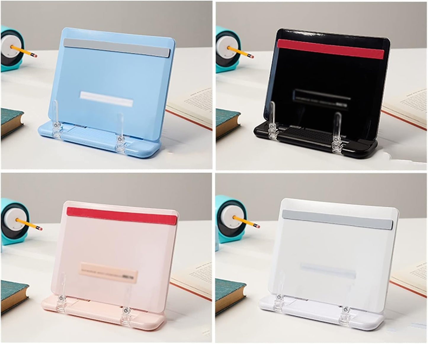 Book Stand Book Stand Holder for Reading Hands Free, Desktop Adjustable Reading Height and Angle Book Rest (Color : Mug) (Black)