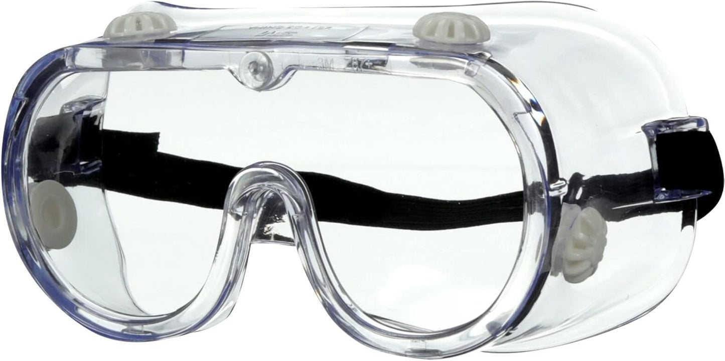 3M Chemical Splash Goggles, Impact Resistant, 99.9% UV Block, Scratch Resistant, Adjustable Fit (91252H1-DC-10)