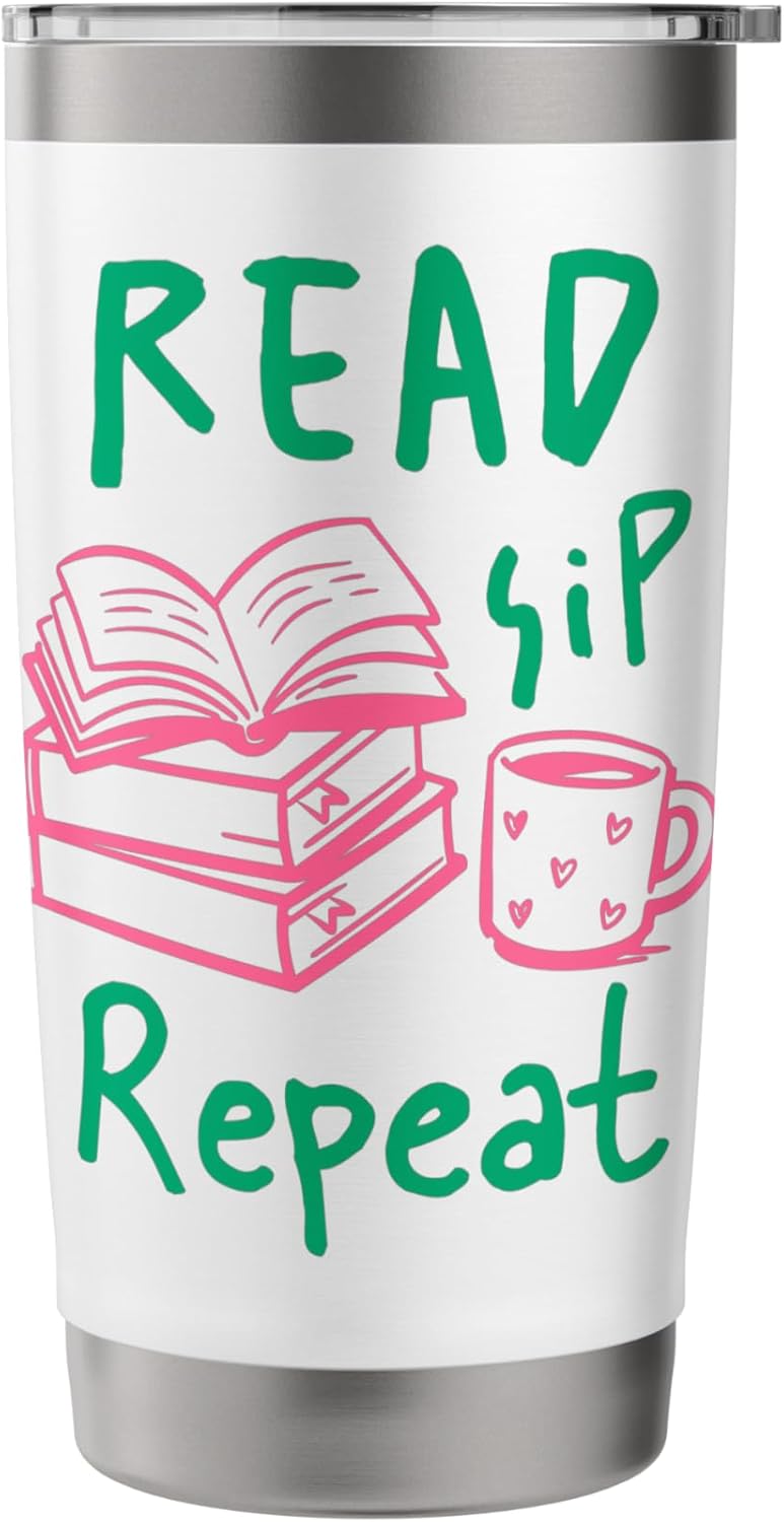 Read Sip Repeat Book Lover Reading Coffee Enthusiast Stainless Steel Insulated Tumbler