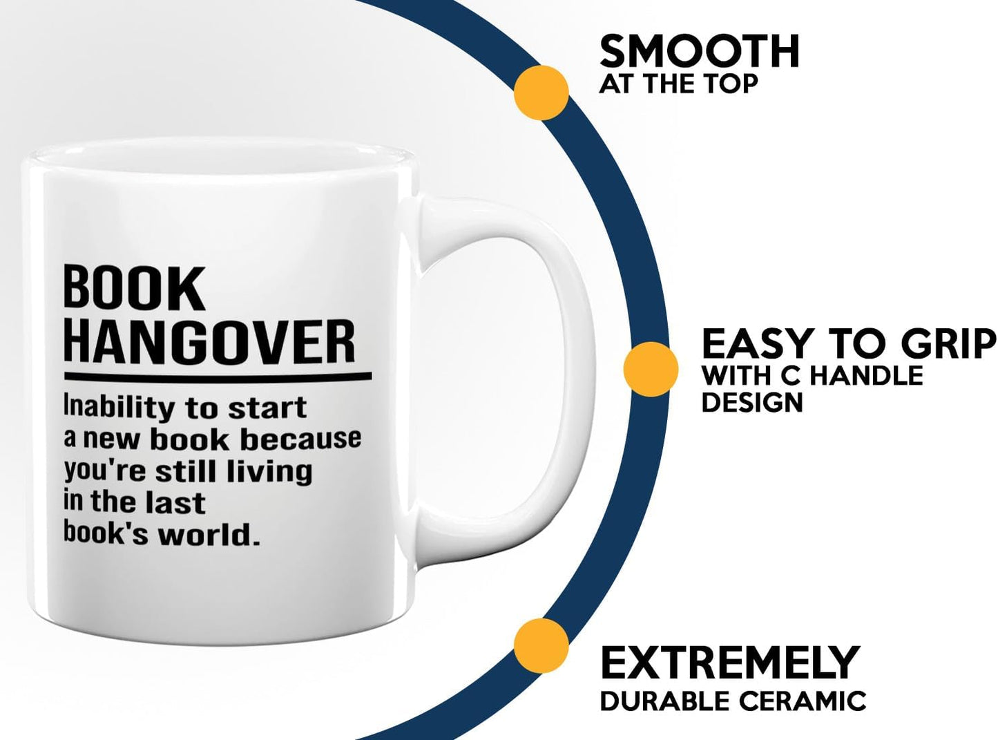 Book Lover Coffee Mug 11oz White -Book Hangover - Writer Editor Bookish Librarian Bibliophile Bookish Grammar Philosophers