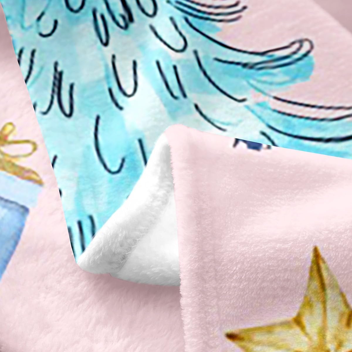 Erosebridal Pink Christmas Flannel Blanket Queen 90x90 Kids Christmas Nutcracker Fleece Blanket Dreamy Ballet Girl Princess Fuzzy Plush Throw Carousel Xmas Tree Decor Xmas Reversible