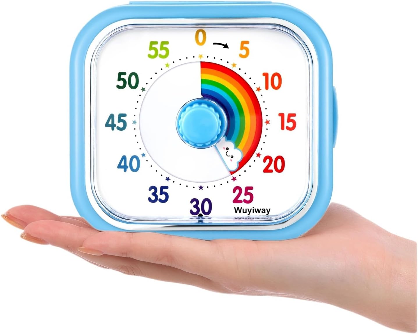 Visual Timer for Kids and Adults, Rainbow Disk 60 Minute Countdown Timer with Pause Function, Silent Time Management Tool, Analog Timer for Classroom, Home, Office (Blue Rainbow)