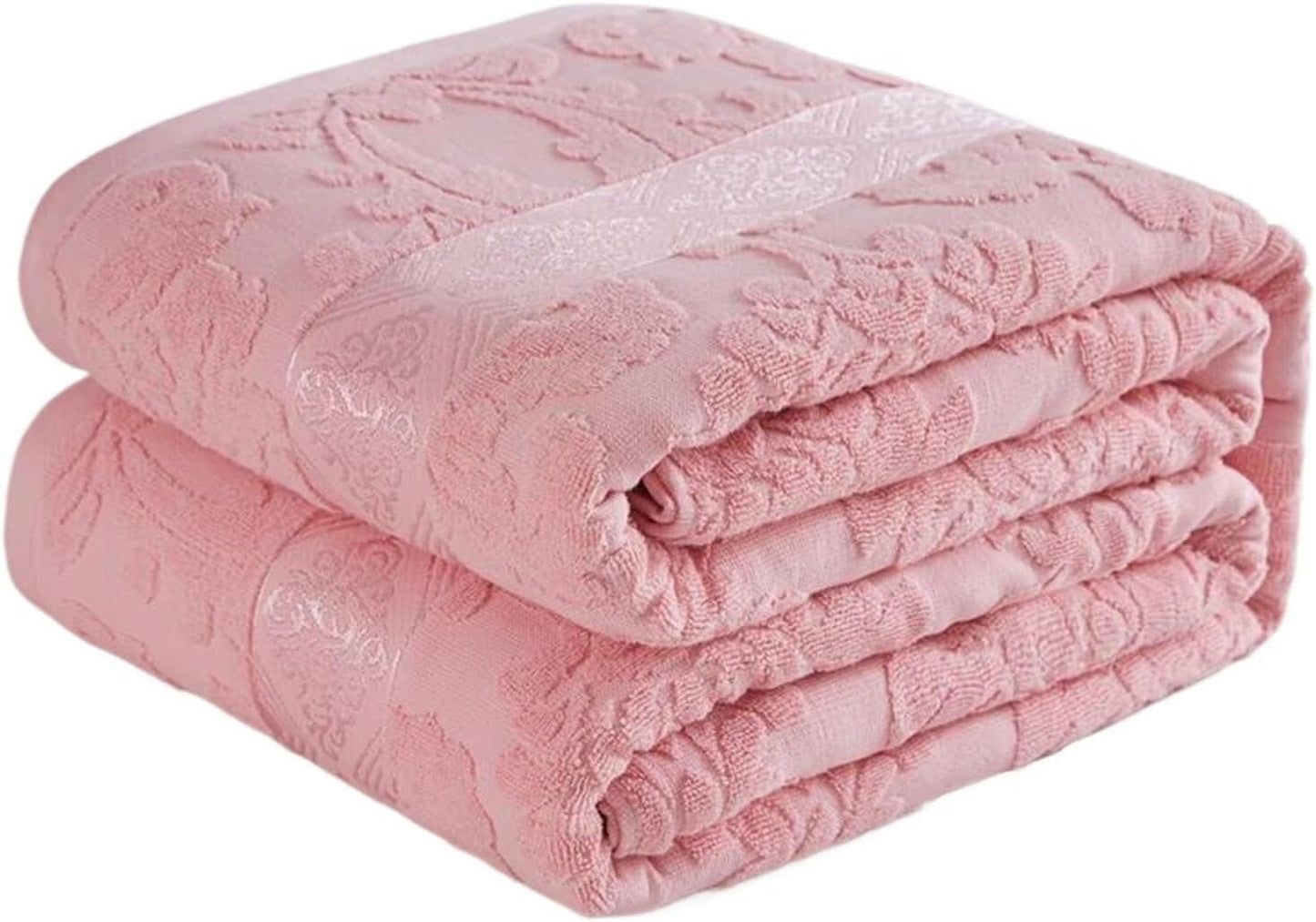 Solid Color Duvet Towel Blanket, Ultra Soft Comfy Cotton Carved Towel Blanket Keep Warm Durable Terry Terry Cloth for All Seasons Traveling or Camping Bedroom Decor(Pink,180x200cm/71x79inch)