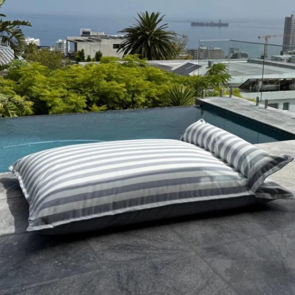 Square Floating Bean Bag for Pool (No Fillers) – Large Comfortable Bean Bag for Outdoor and Indoor – Water Play Lounge Chair – Square Floating Pouf for Swimming Pool(Khaki,L-140x180cm)