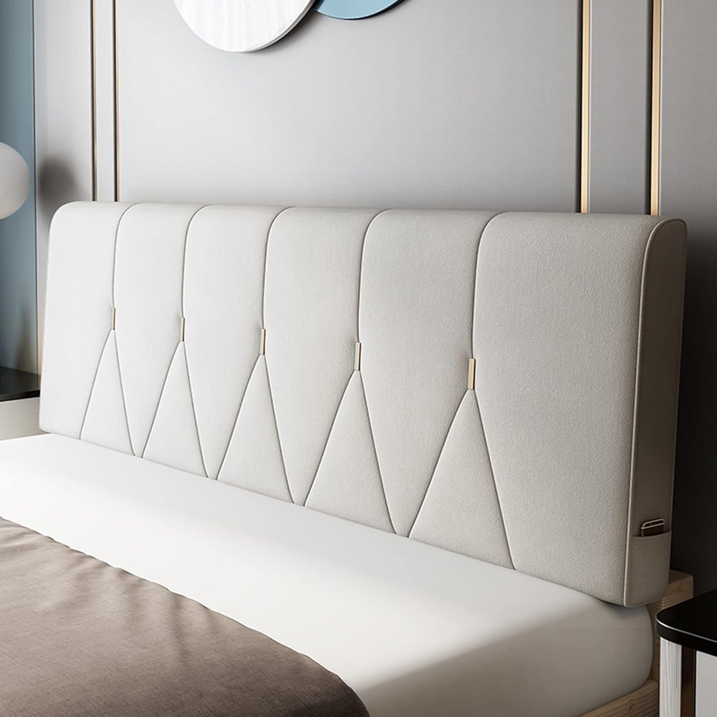 Headboard Bedside Cushion Technology Cloth Reading Pillows Lumbar Support Large Backrest Upholstered for Bedroom Sofa Bed 4 Colors (Color : Creamy-White Size : 150CMX60CMX10CM) (Creamy White)