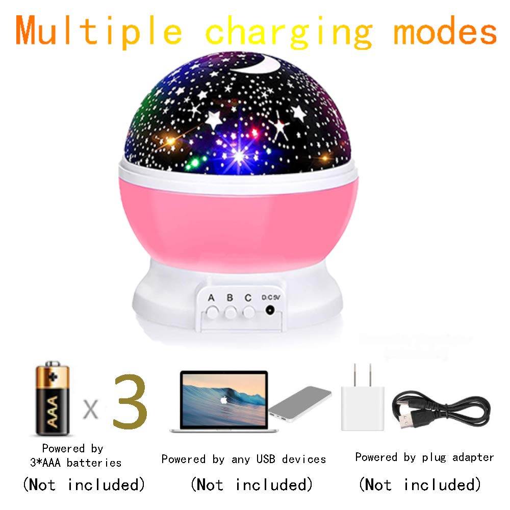 Borelor Star Night Light for Kids, 12 Color Changing Lights Modes with USB Cable, 360°Rotating Moon Star Projector Desk Lamp for Bedroom Party Decor & Girls Birthday Gift