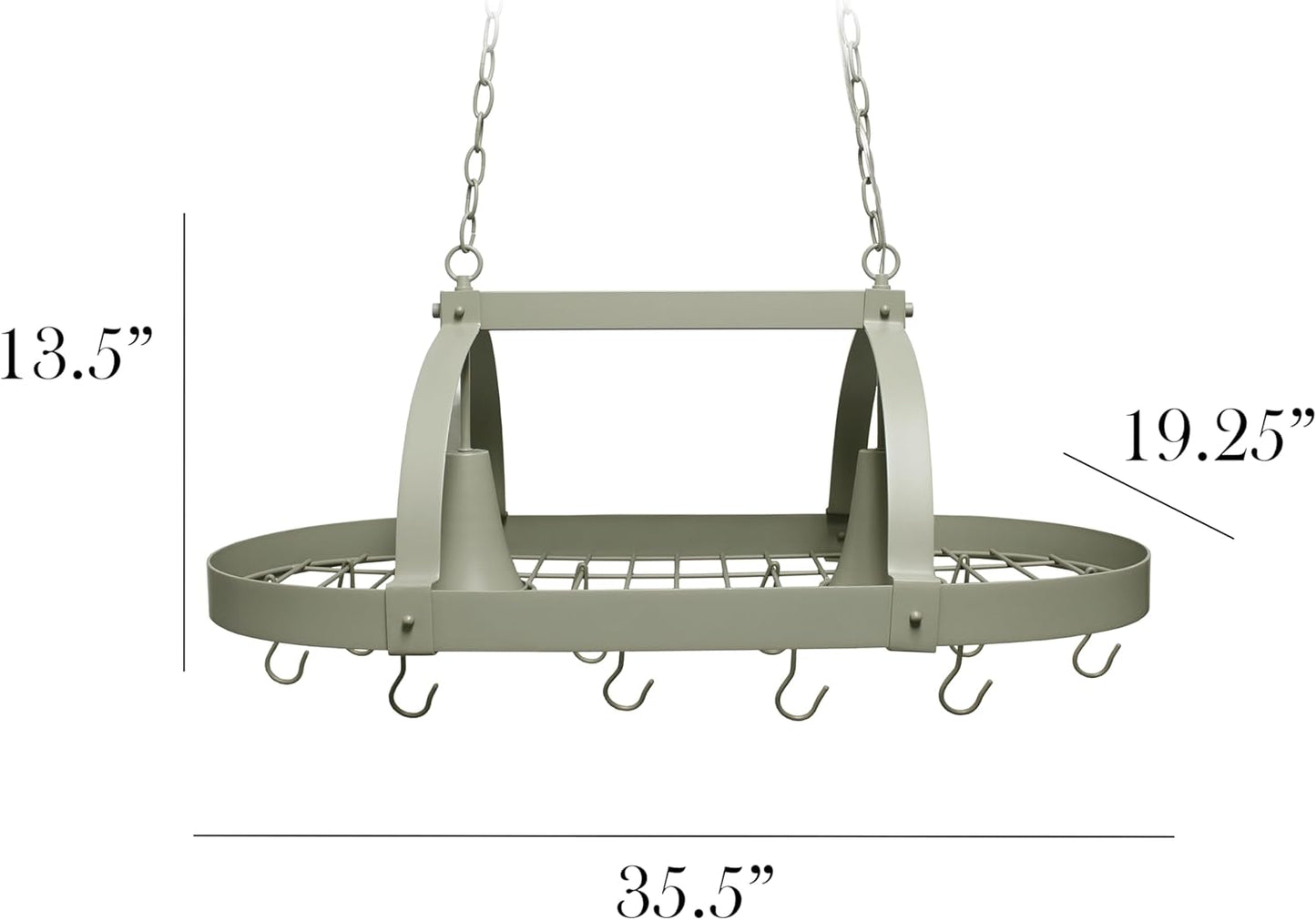 Elegant Designs PR1000-SLT Home Collection 2 Light Kitchen Pot Rack with Downlights, Slate Gray