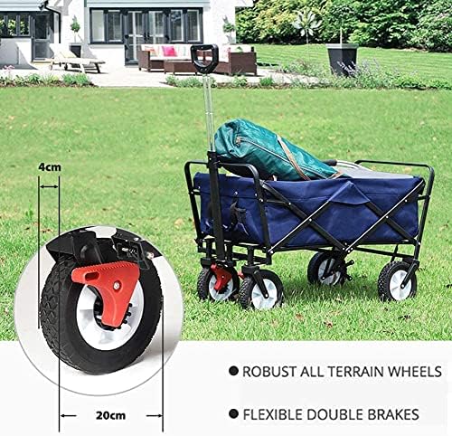 Portable Camping Cart,A Outdoor Utility Wagon Heavy Duty Folding Garden Cart ping Beach Wagon with Universal Wheels Adjustable Handle