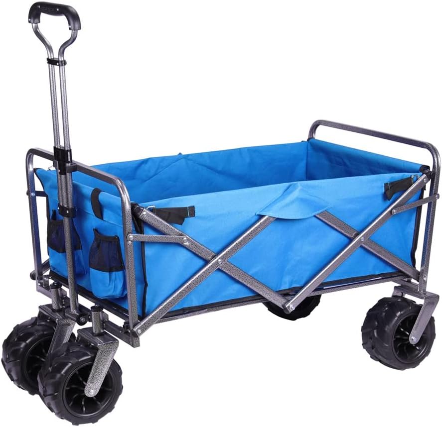 Faltbare Folding Utility Wagen Karren Große Kapazität 330lbs Strand Wagon mit All-Terrain Große Räder Außen Camping(D)