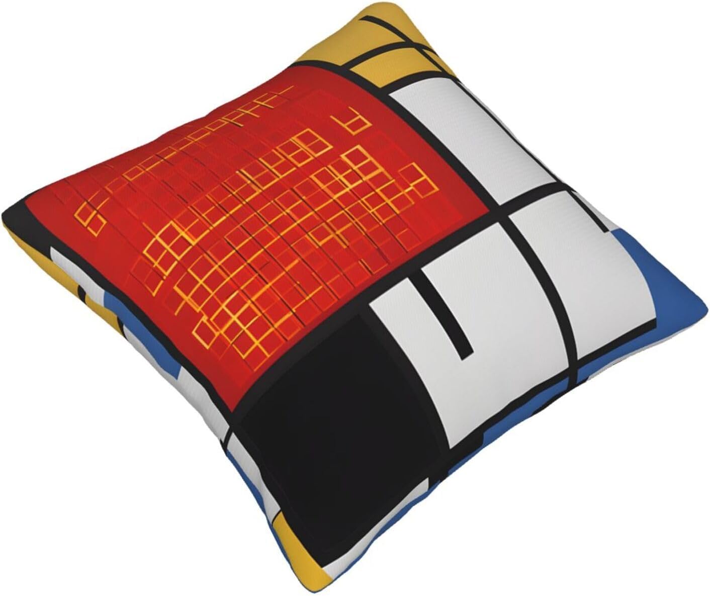 All-Season Square Pillow Covers 18"X18", Red Yellow Blue Black, Decorative Throw Pillow Covers For Sofa Bed Couch, Hidden Zipper Cushion Cover, Square Lumbar & Accent Pillowcases For Home Decor