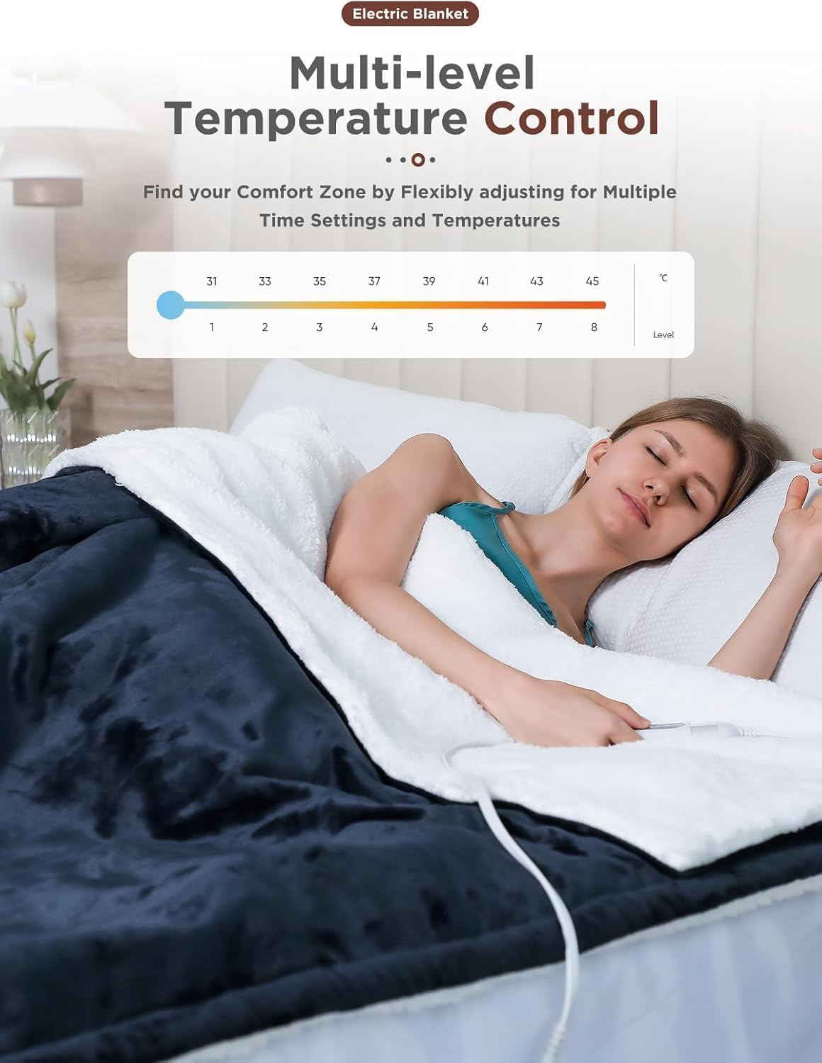 Heated Blanket,Soft Flannel Heated Throw Blanket,Fast Heating Electric Throw Blanket with 8 Heating Levels,9 Hours Auto Shut Off,Home Sleep Electric Blanket Throw, A Thoughtful Gift for Elders