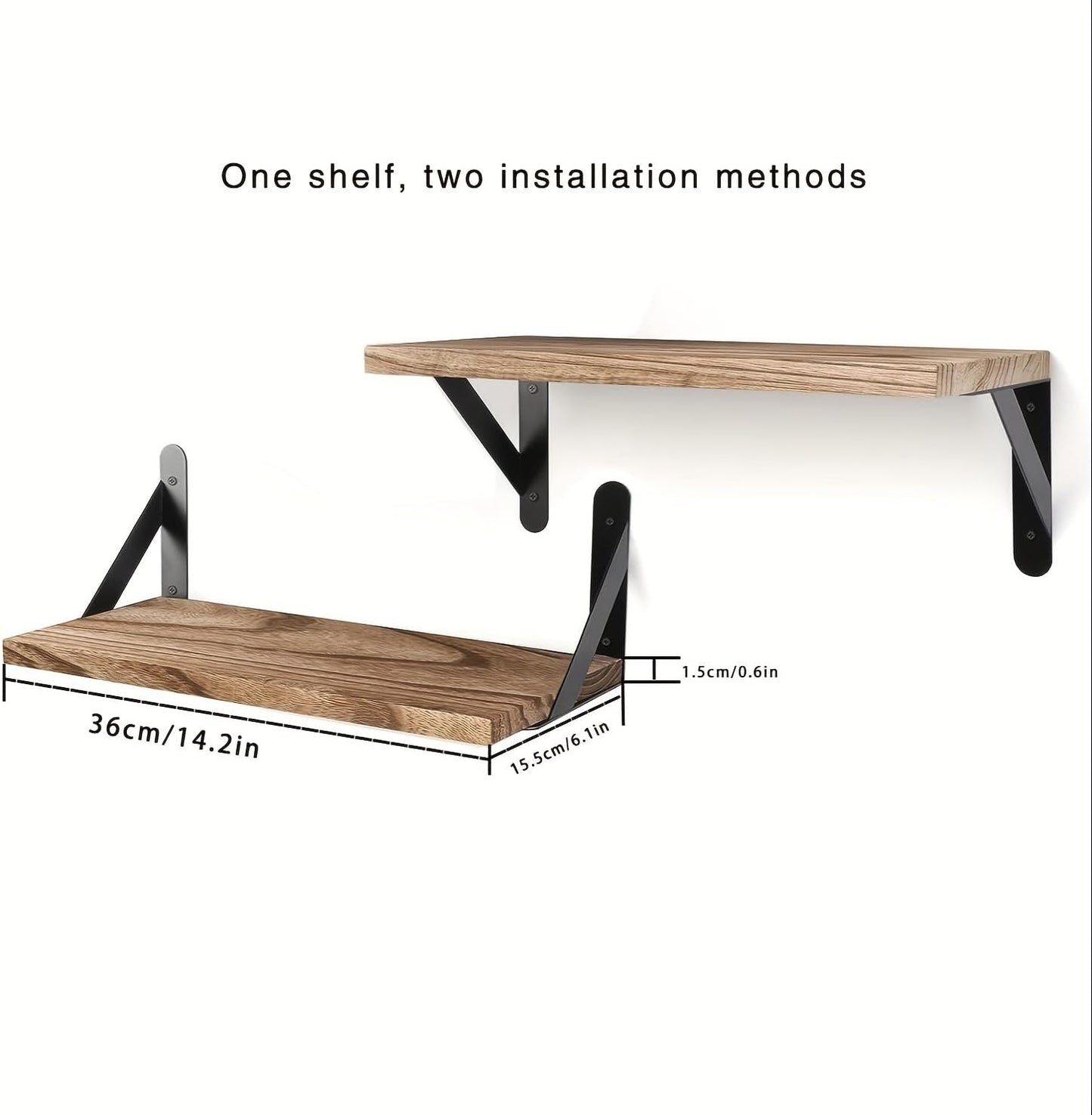 Liu Ying Rustic Wood Wall-Mounted Shelf - Multi-Purpose Floating Shelf for Bathroom, Bedroom, Kitchen, Living Room - Decorative Storage Organizer for Books & Home Decor - Space-Saving Design (Walnut)