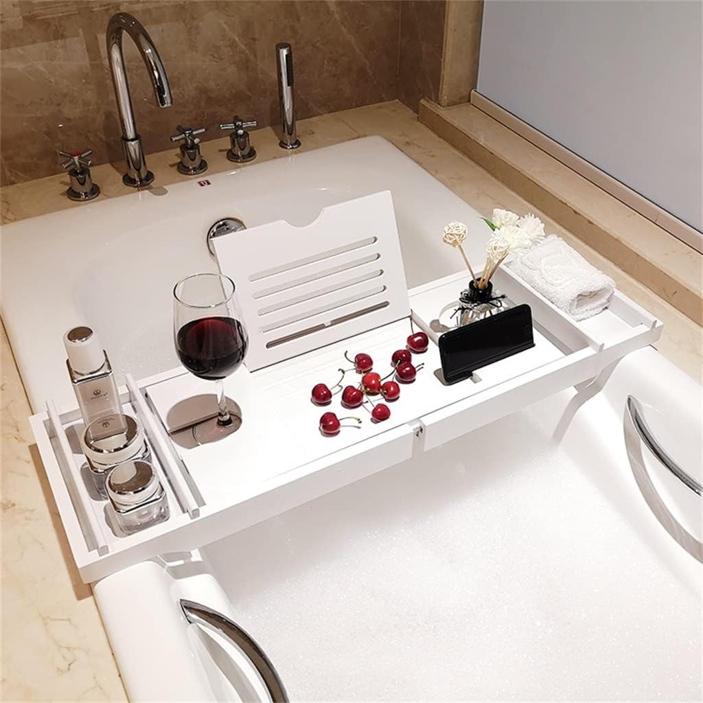 Extendable Bathtub Tray Hanging Wine Tablet Holder Non Slip Reading Rack Bath Tub Shelf