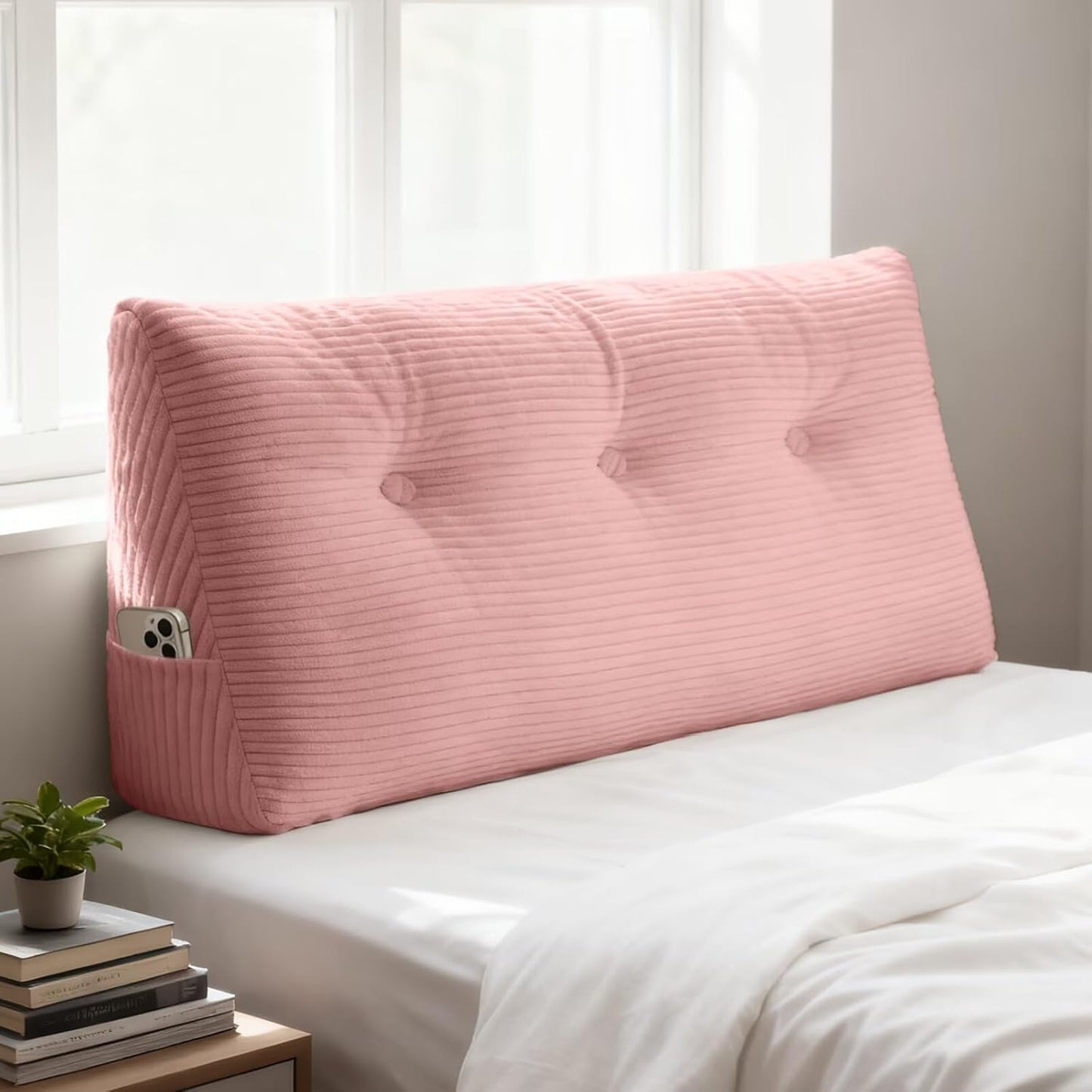 Wedge Pillow Headboard Twin/Twin XL Triangular Bed Wedge Pillow for Headboard, Headboard Pillow Reading Pillow for Daybeds and Bunk Beds with Removable Velvet Cover