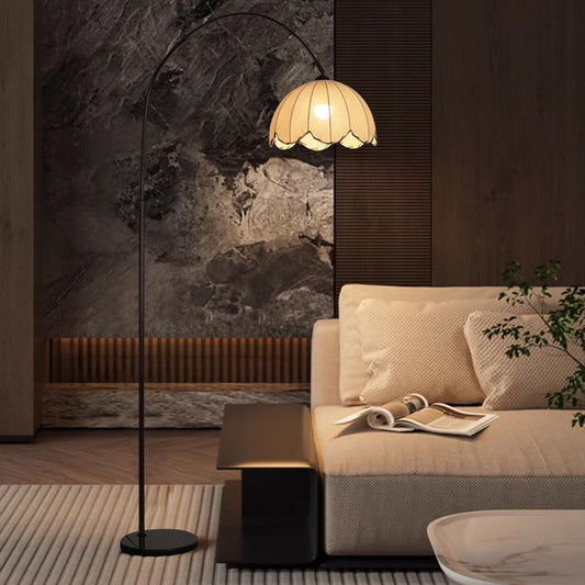 Arc Floor Lamp Black Floor Lamps Adjustable Height Standing Lamp with Marble Base Fabric Shade Tall Lamp with Push Button Switch Arch Sofa Reading Light for Bedroom Office