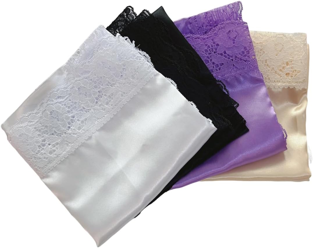 26" Silk Lap Scarf Body Scarf with Lace Lap Scarves Handkerchief lapscarfs for ladies Women Church