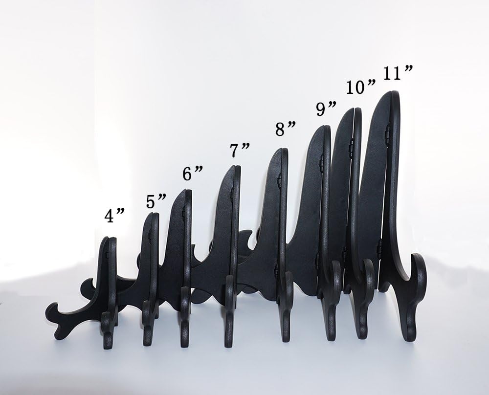 Artliving Black 6" Wood-Like Plastic Easels Plate Display Stands Picture Frame Stand Holder-Set of 4