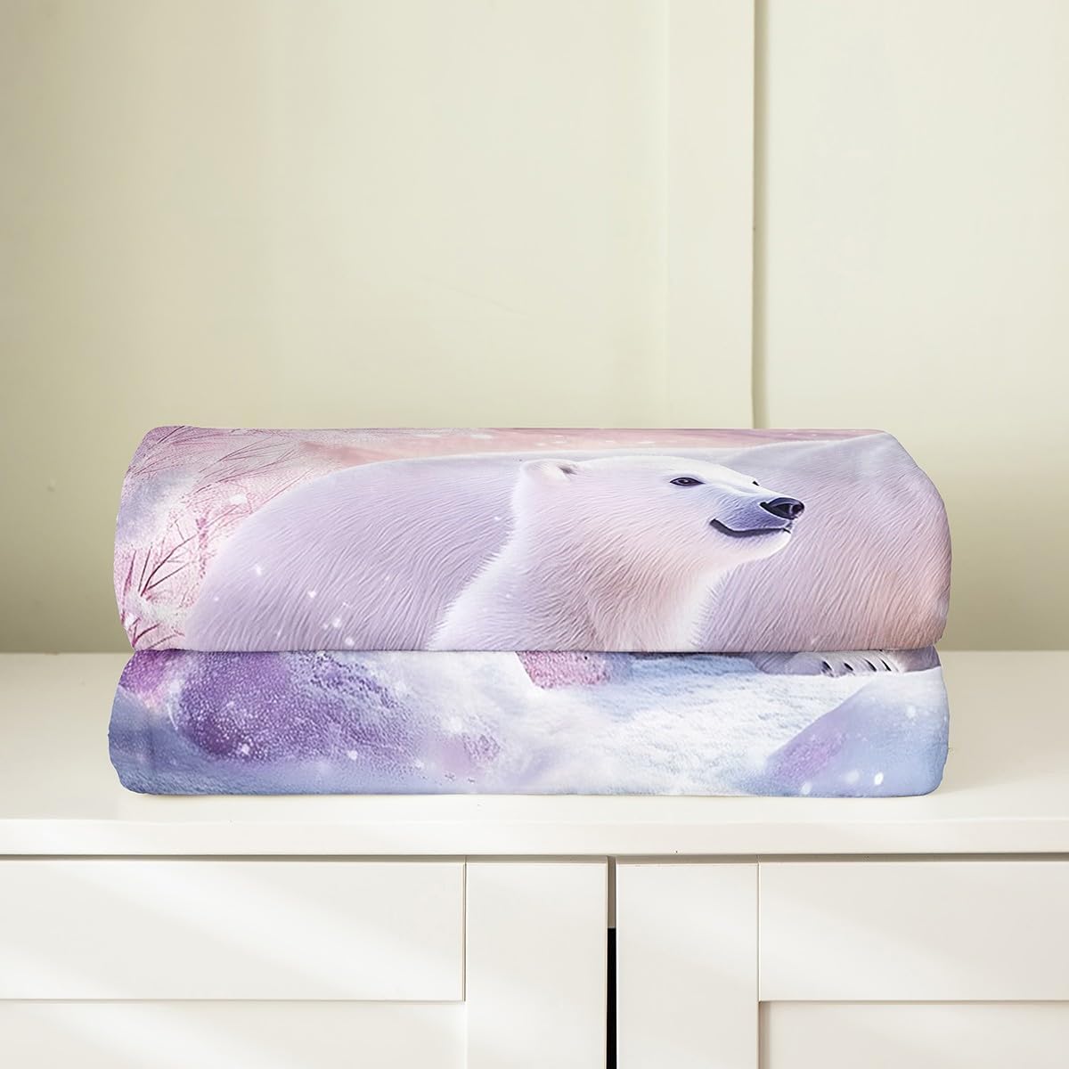 Erosebrida Polar Bears Throw Blanket Throw 50X60, Glaciers Snow Mountains Warm Fleece Blanket, Cute Pattern Print Luxury Fuzzy Blanket, Wildlife Bear Soft Lightweight Blanket, Childlike Bed Blanket