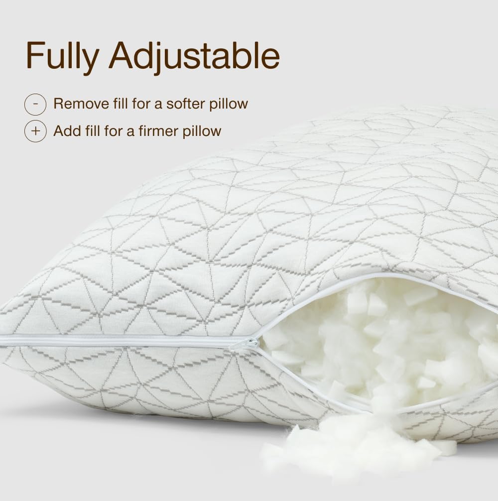 Coop Home Goods Original Adjustable Body Pillow, 20x54 Long Pillow for Back, Shoulder, Hip and Knee Support, Side Sleeper Body Pillows for Adults with Memory Foam & Washable Cover