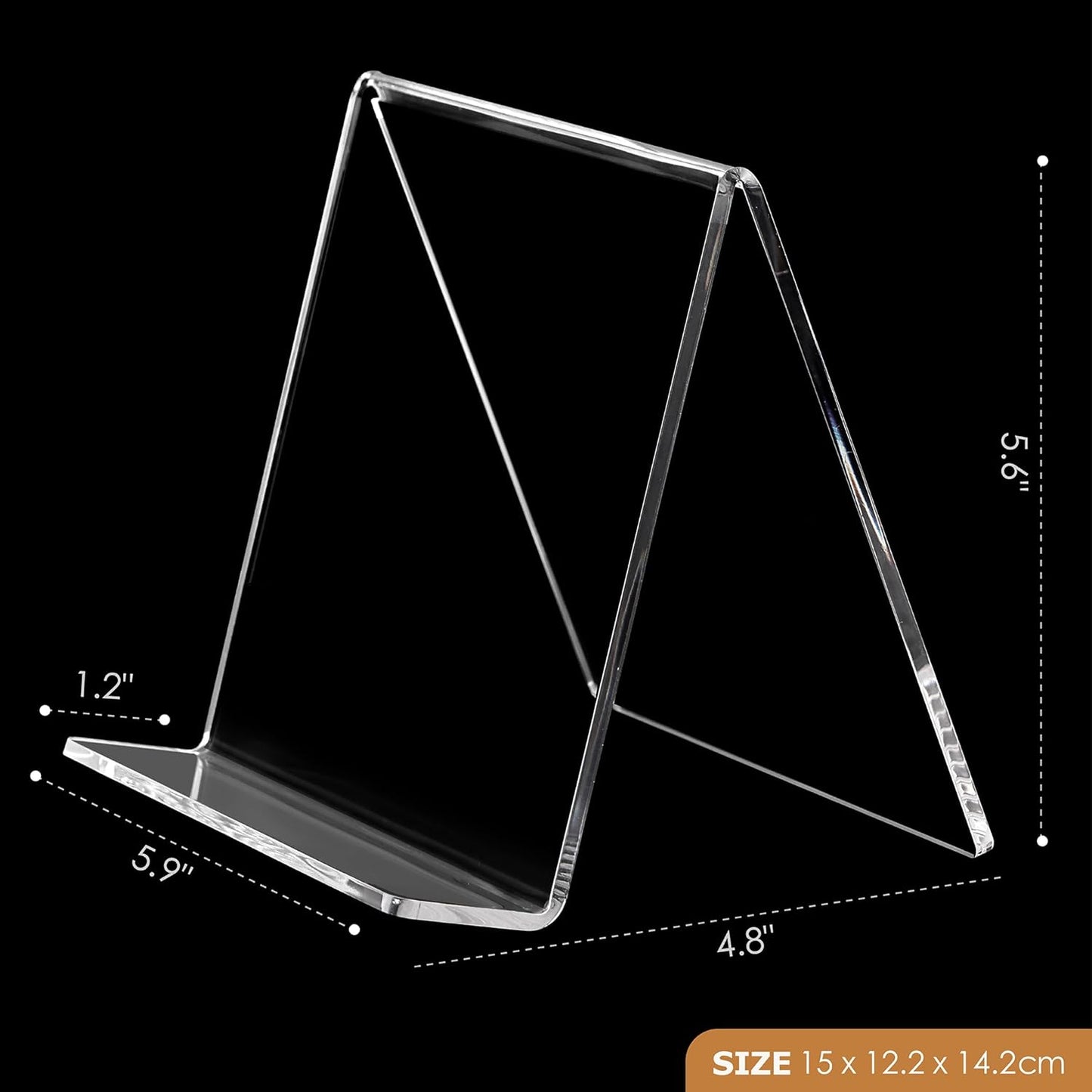 SANRUI 2 Pack 6 Inch Acrylic Book Display Stand, A5 Clear Easel Base Holder, Vinyl Record Display Rack for Home Office Album, CD, Magazine, Postcard, Picture, Plate, LP Cover, Artworks, Phone, Tablet