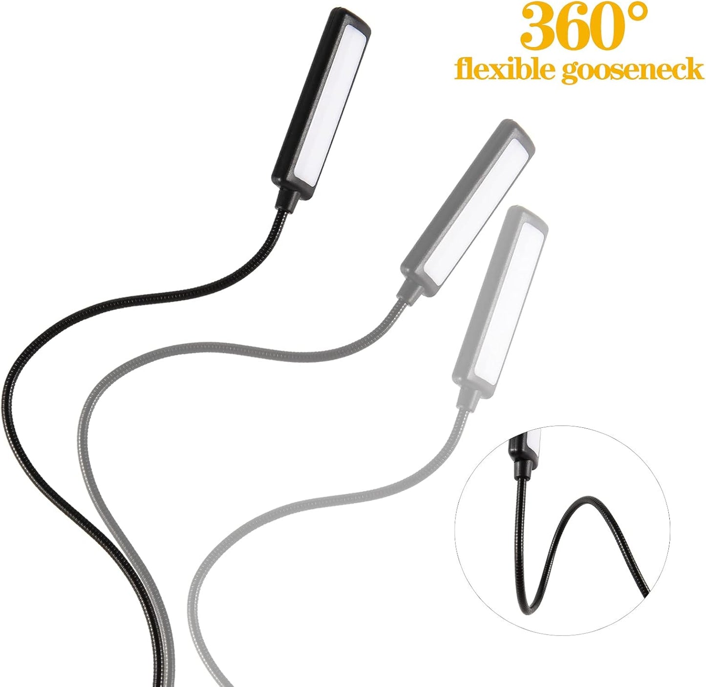 USB Reading Light, Laptop Keyboard Light for Computer Adjustable Gooseneck, 3 Color x 3 Brightness USB Lamp/1pc + 3pcs Mini LED (1 + 3)