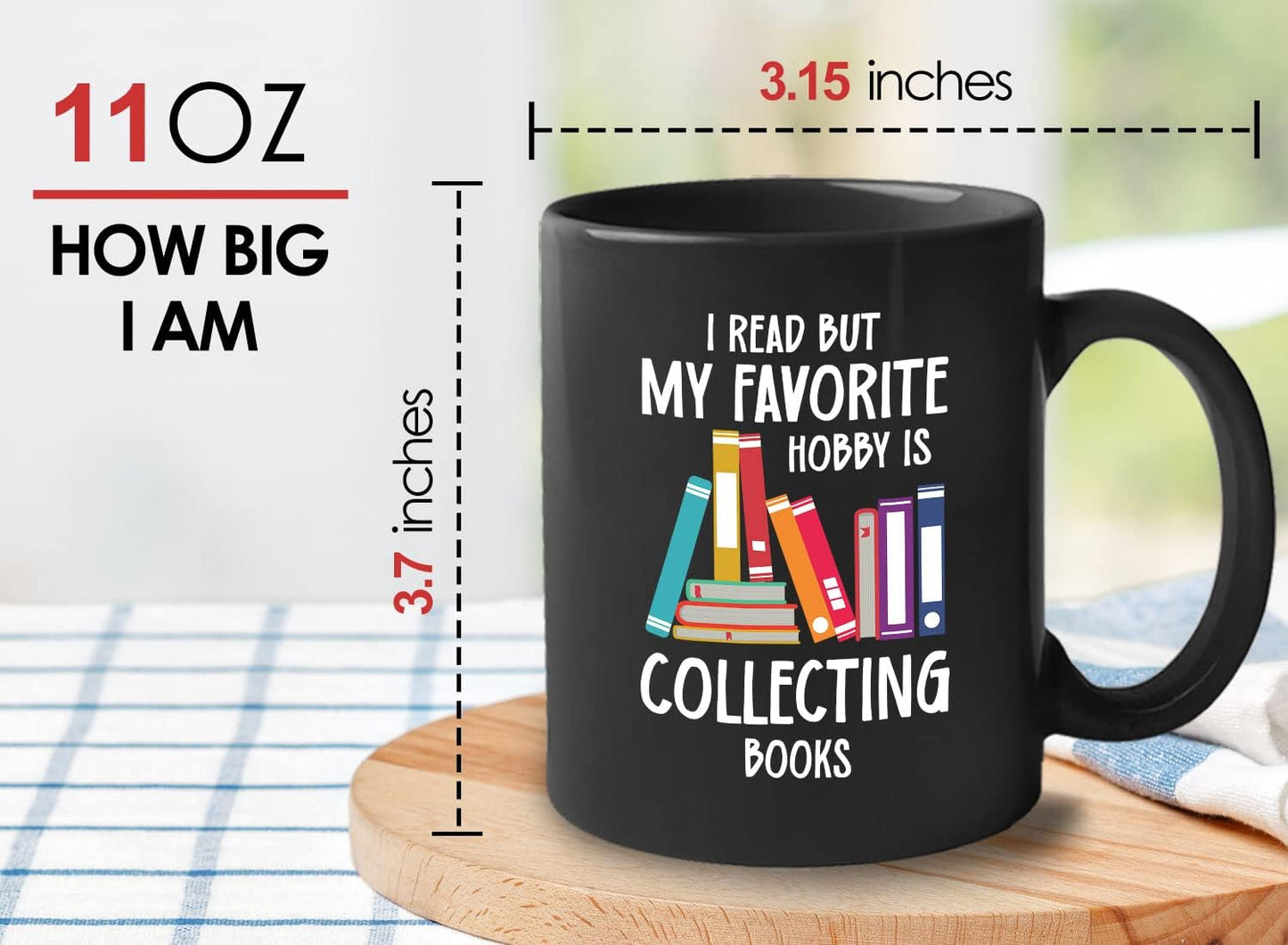 Bubble Hugs Book Lover Coffee Mug 11oz Black - Favorite Hobby Collecting Books - Reading Book Collector Reader Stack of Books Lover Bookish Novelist Librarian Writer