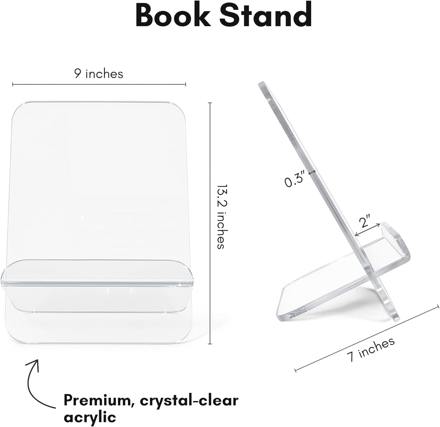 Americanflat Clear Acrylic Book Stand with Ledge - Acrylic Stands for Display - Cook Book Stand, Magazine, and Comic Holder for Tabletop
