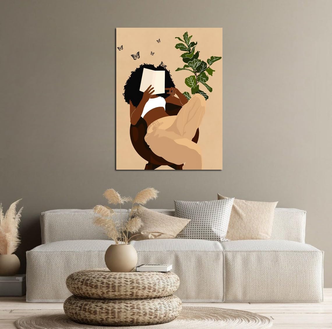 African American Boho Wall Art, Black Women Art Framed, Book Lover Art, Black Girl Canvas Print, African American Canvas Art Wall Decor, Woman Reading Book Art, African American Girl Boho Posters