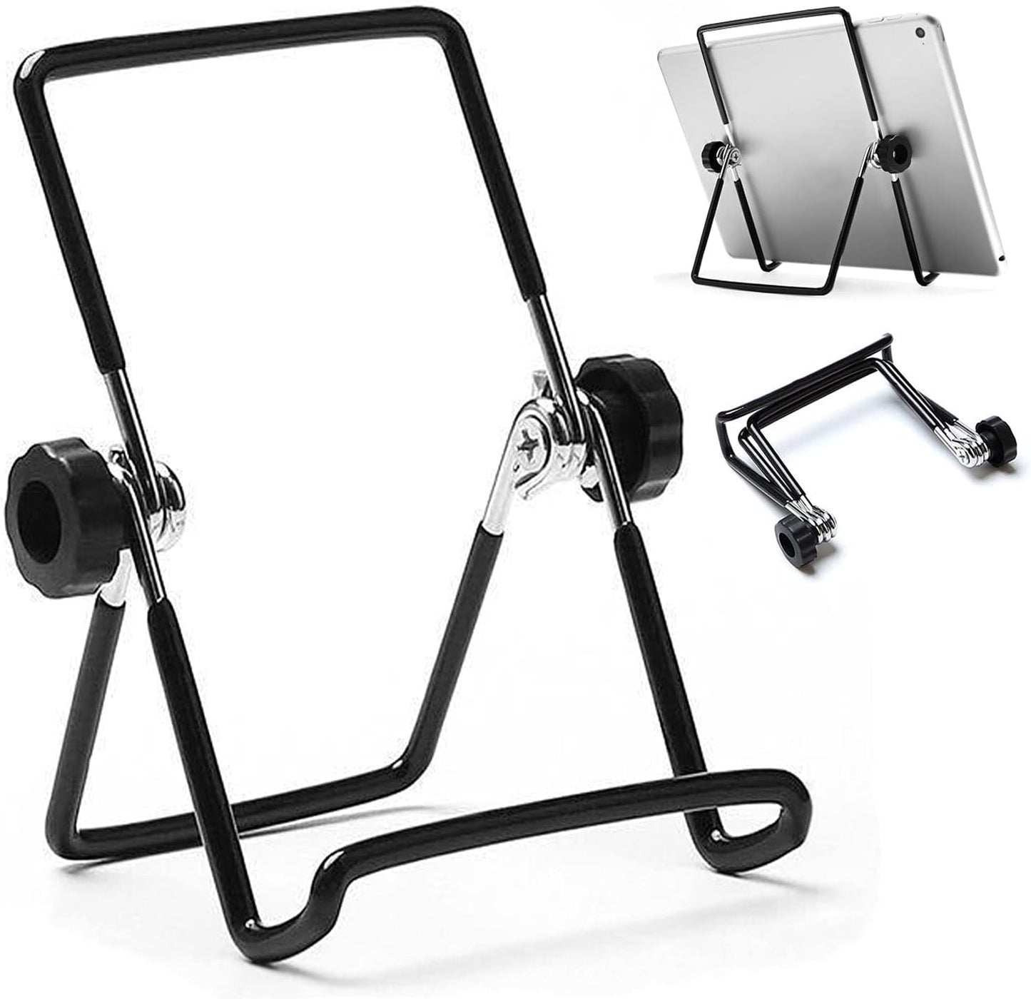 Adjustable Tablet Stand Holder, Non-Slip Foldable Holder Cradle Fit for 9-12.9" Tablets, iPad, Samsung and Kindle Fire, Display Stands Picture Frame Stand for Photos (Large Black)