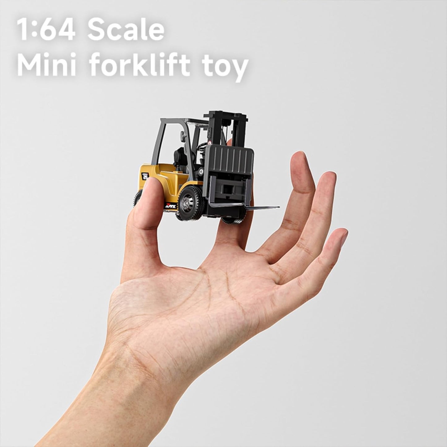 BRRRRT 1/64 RC Forklift Toy 7 Channel 2 Mode Mini Remote Control Forklift Truck with Rechargeable Battery, 2 in 1 Transformable Lift Fork & Hook with Lights & Sounds for Adults Kids Boys and Girls