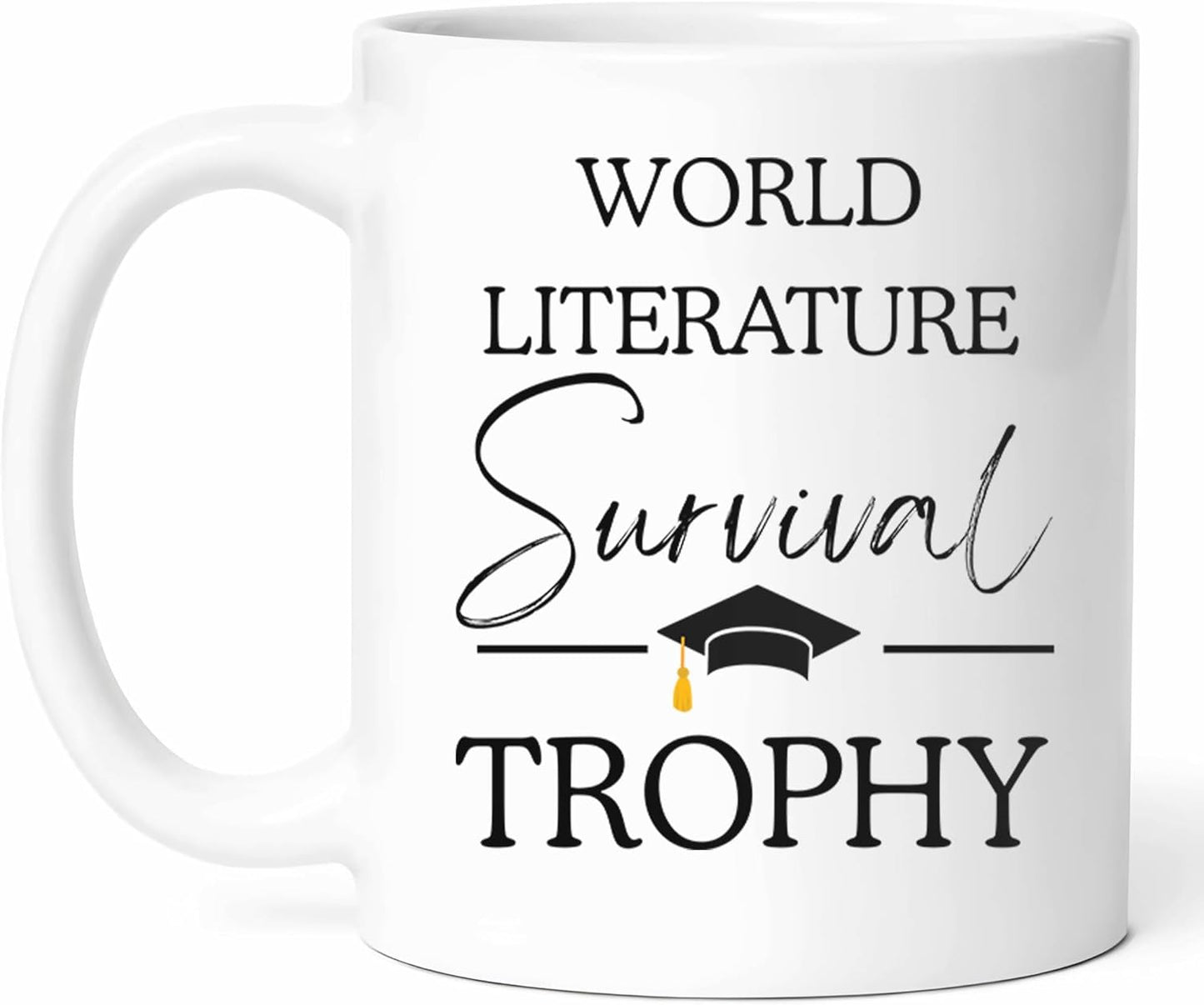 World Literature Graduation Mug - Literary Scholar Coffee Cup - Book Lover Funny Gift From Classmates - Reading Enthusiast Tea Mugs - Aficionado Cups - 11 Oz Ceramic Gifts For Graduates, Birthday