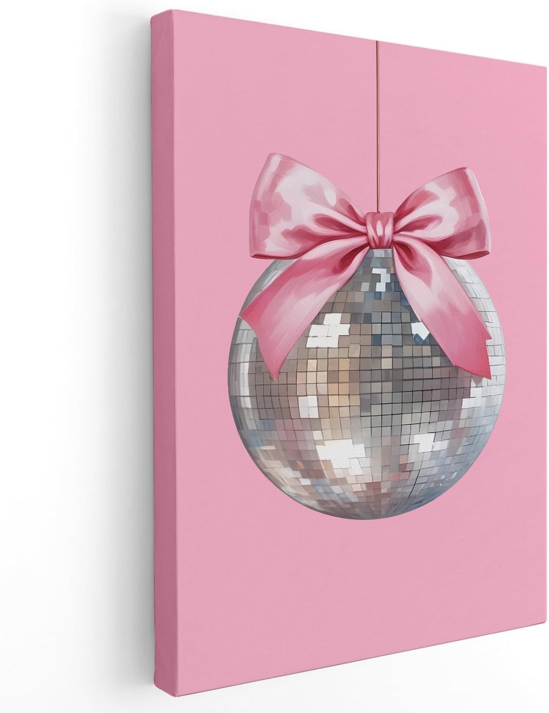APJYM Pink Coquette Room Decor, Funky Y2K Disco Ball Preppy Wall Art, Preppy Room Decor, Trendy Retro Pink Aesthetic Posters Wall Decor for Teen Girls Bedroom Dorm Apartment Decor, 16x24 Inches Framed
