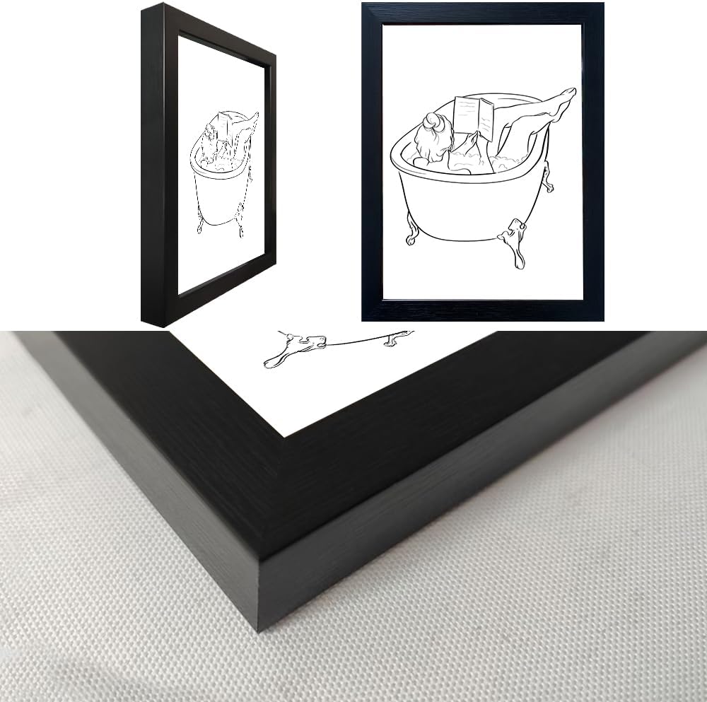 Black and White Bathroom Wall Art Reading Girl in Bathtub Minimalism Bathroom Decor Canvas Paintings Funny Modern Prints Pictures
