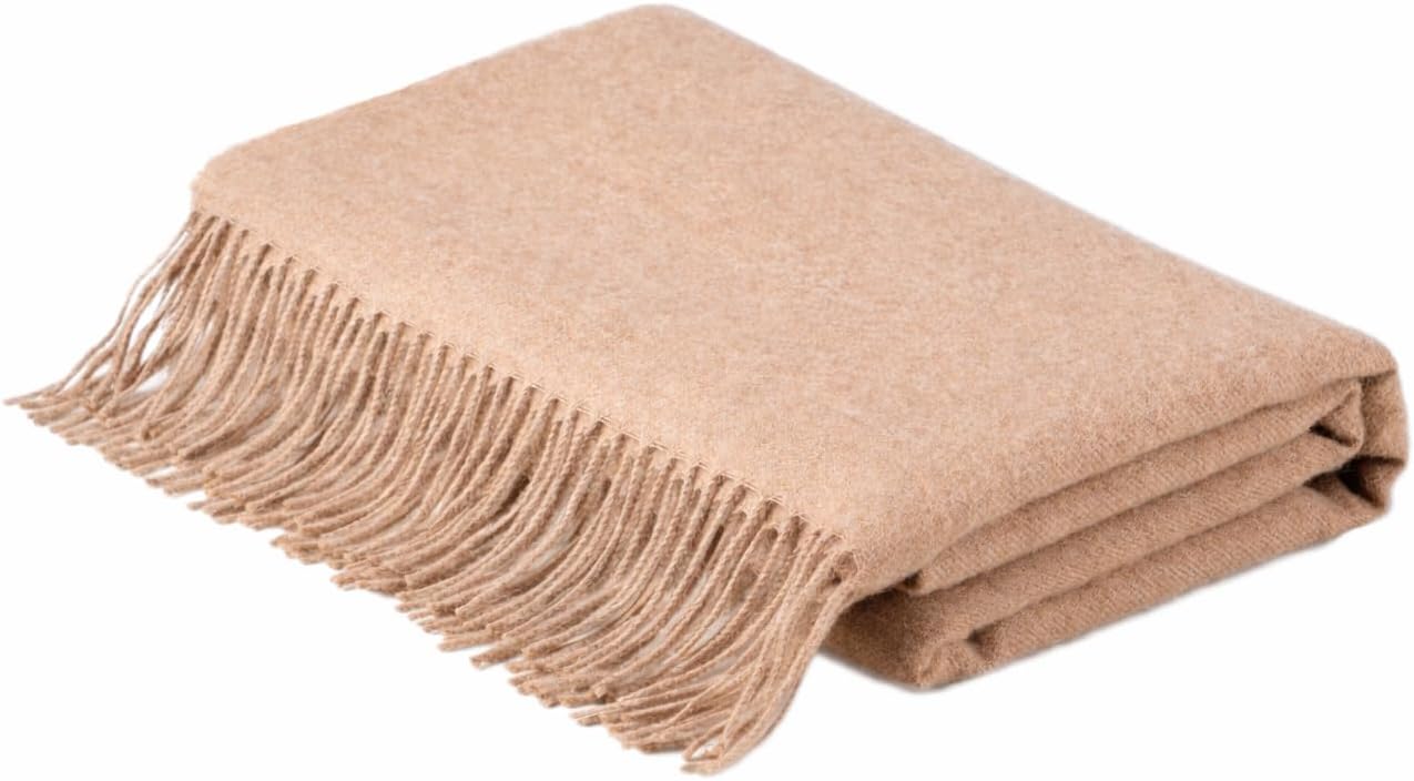Baby Alpaca Throw Blanket – Luxuriously Soft Lightweight Alpaca Blanket for Couch or Bed, Elegant Neutral Luxury Throw, Handmade in Peru