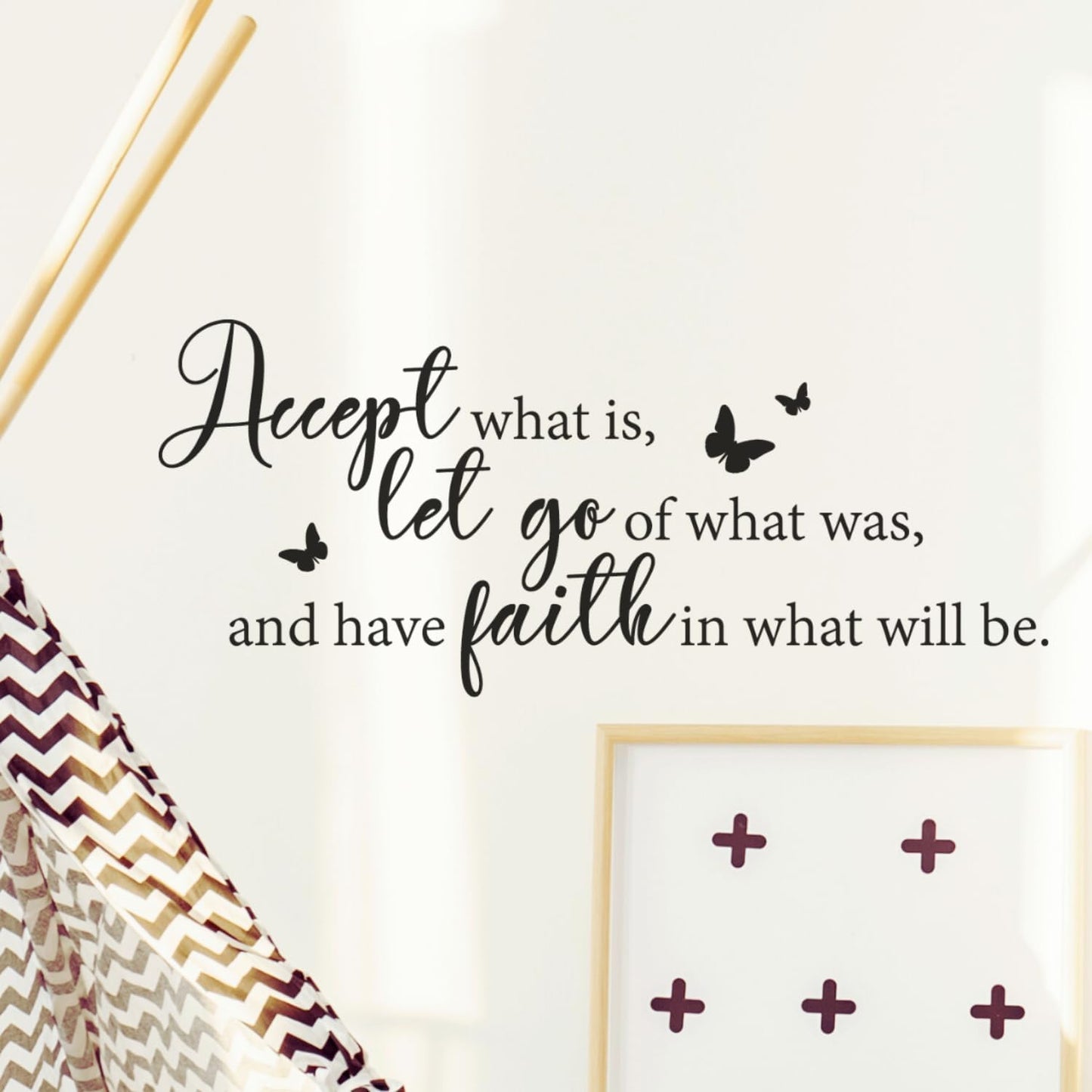 My Vinyl Story - Accept What is - Inspirational Wall Decal Sticker Quote for Home Office Bedroom Kids Room Classroom Positive Vinyl Wall Art (Black, 24x10 inches)