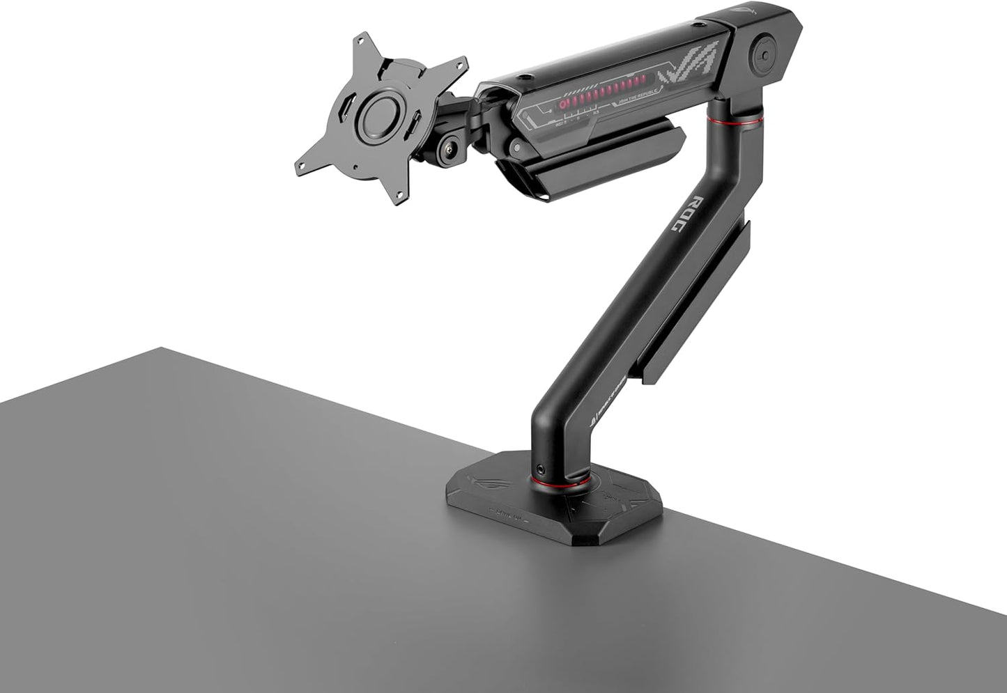 ROG Ergo Monitor Arm (AAS01R) – Mechanical Spring Monitor Mount with Desk Clamp and Grommet Mount, Holds Up to 49-inch* Within 13.5kg, Pivot/Swivel/Tilt/Rotation/Height Adjustable, VESA 100 x 100 mm