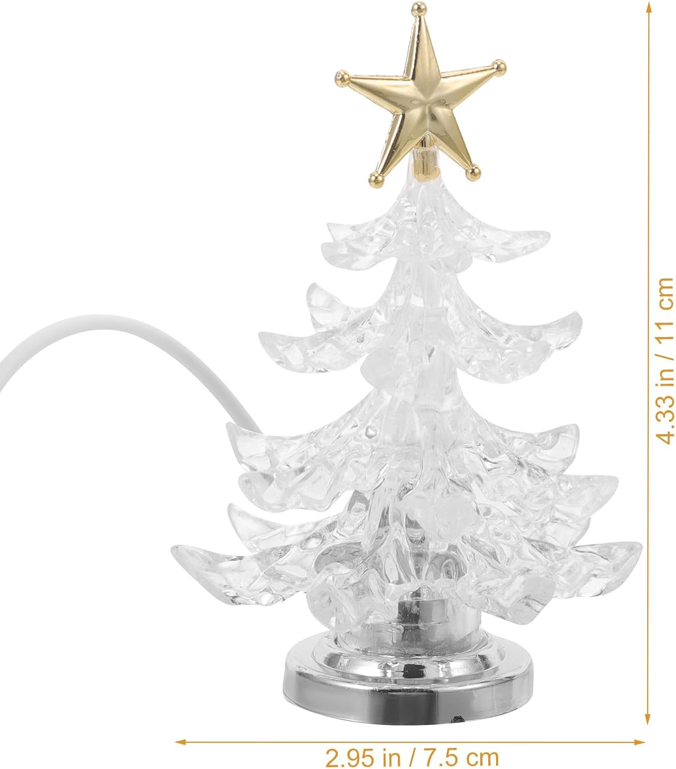 Lurrose 2pcs Christmas Tree Light with Star Topper USB Color Changing Lights Christmas Night Light for Home Bedroom Holiday Xmas Decoration (Golden)