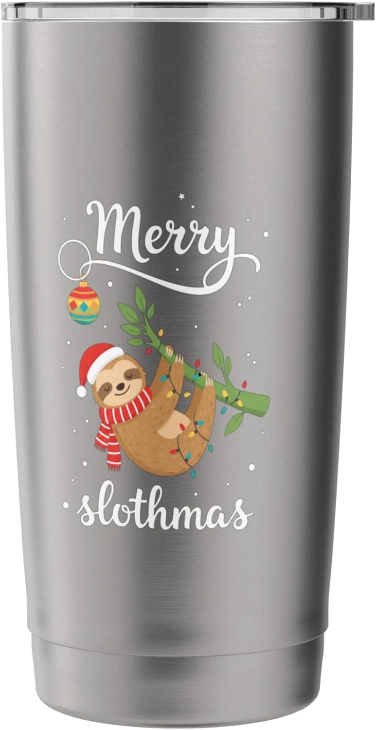 Merry Slothmas Sloth Christmas Holiday Cute Jungle Animal Stainless Steel Insulated Tumbler