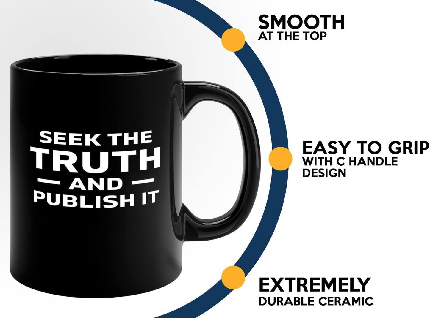 Journalist Coffee Mug 11oz Black -Truth and Publish It - Reading Lover Book Club Gift Author Appreciation Writer Journalism Novelist Scriptwriter