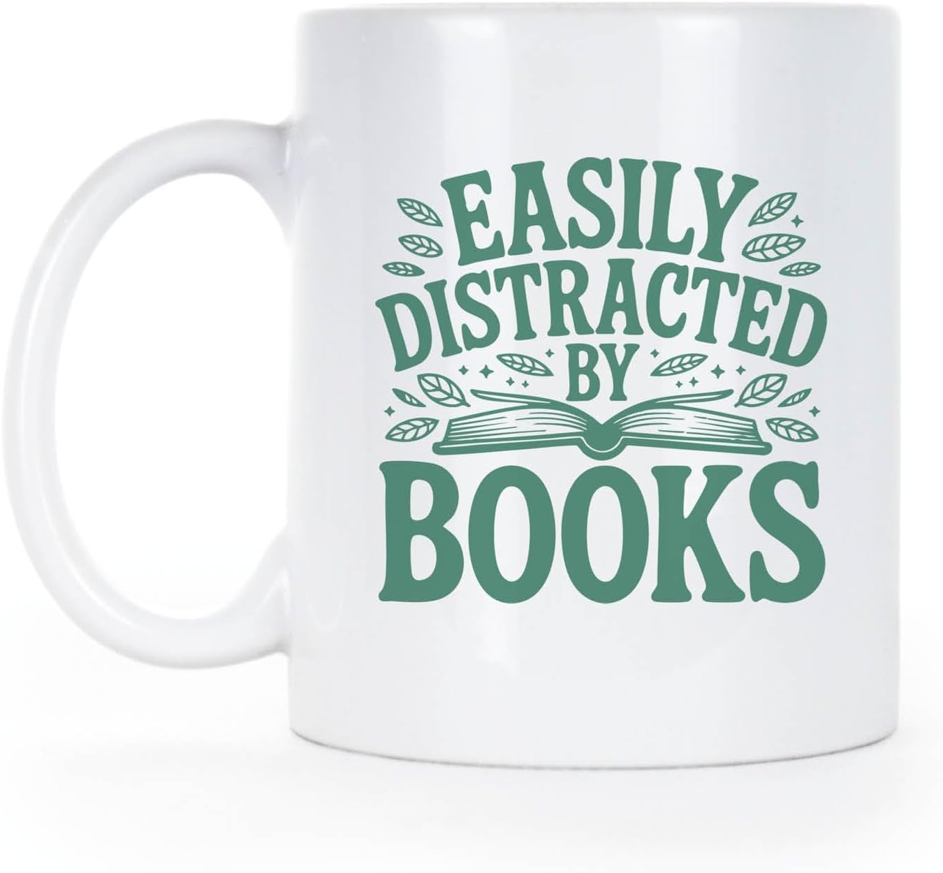 LIBBY'S BENCHMARK27 DESIGNS Easily Distracted by Books Mug Book Lover Coffee Cup Reading Gifts