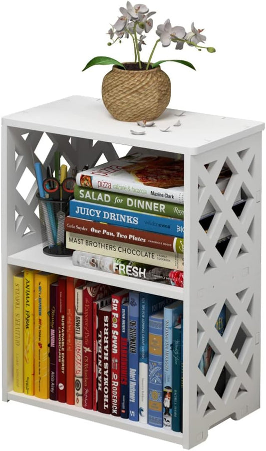 Rerii Small Bookshelf for Small Spaces, 3 Tier Book Shelf Bookcase, Mini Thin Bookshelf for Bedroom, Living Room, Office, Kids Room