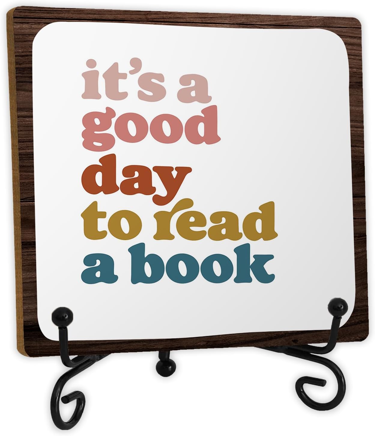 Skip Tiger It's A Good Day To Read A Book Wooden Desk Sign - Reading Nook Room Decorativesignage,Reading Corner Wooden Plaque With Stand For Classroom,Book Shelf Decor,Library Bookish Decor,5x5 Inch