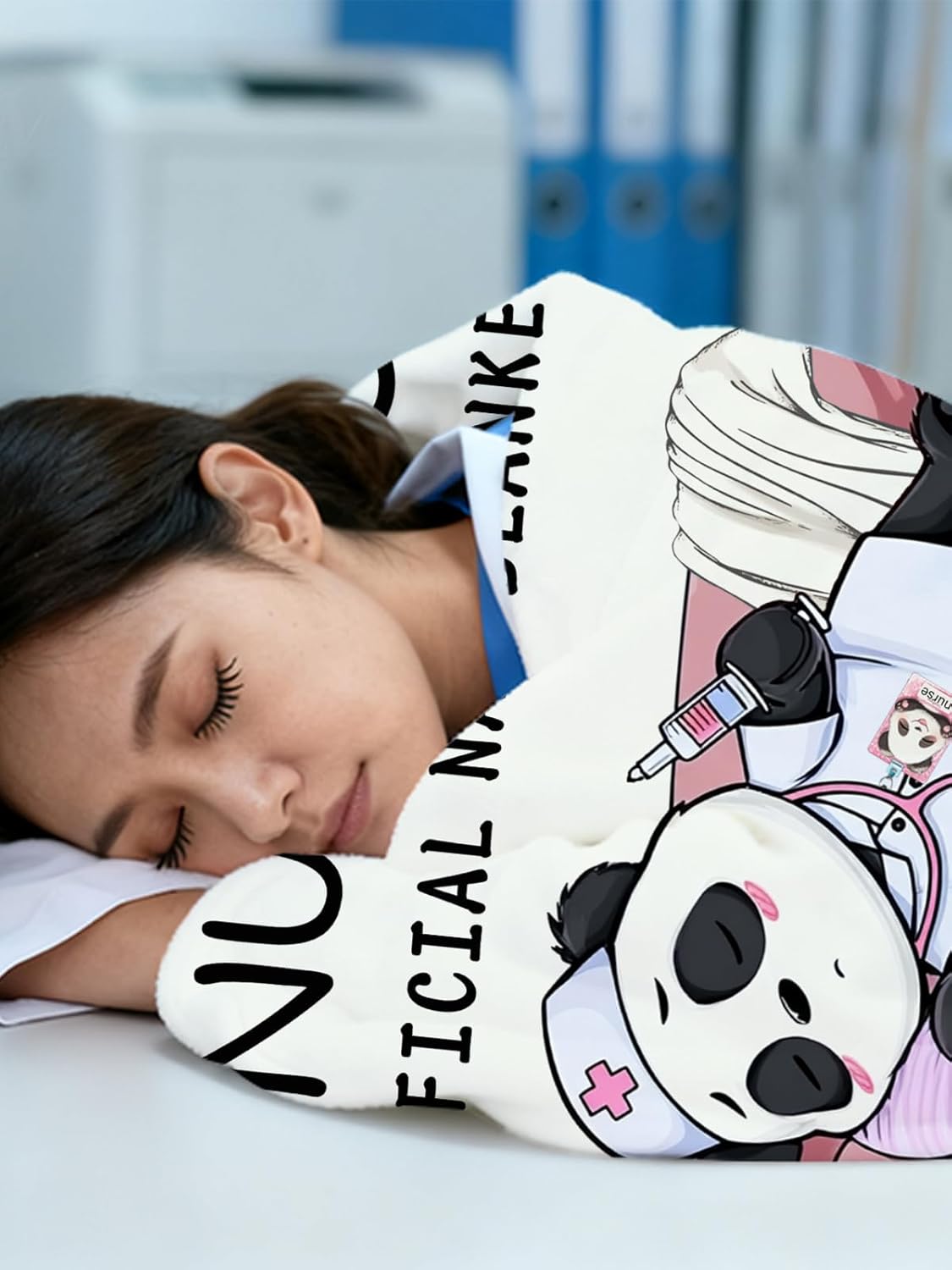 Nurse Appreciation Gifts for Women, Nurses Week/Day Gift for Her, Nursing Graduation Gifts - Funny Flannel Panda Blanket, LPN RN Birthday Gift for Nurses Practitioner Nursing Student, 80" x 60"