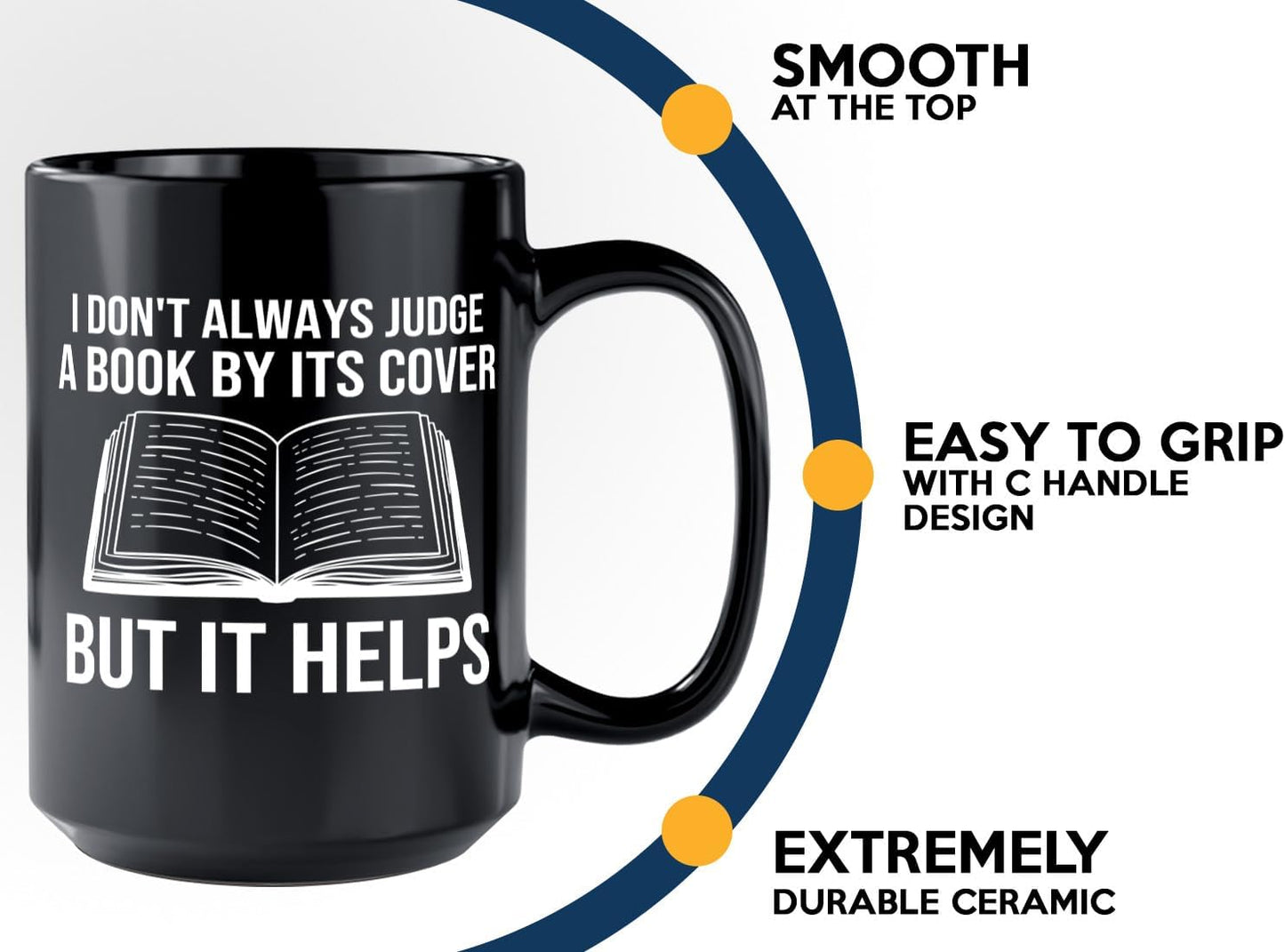 Book Lover Coffee Mug 15oz Black -I dont always - Bookworm Literature Library Book Lover Reader Booked Editor Intellectual Studious