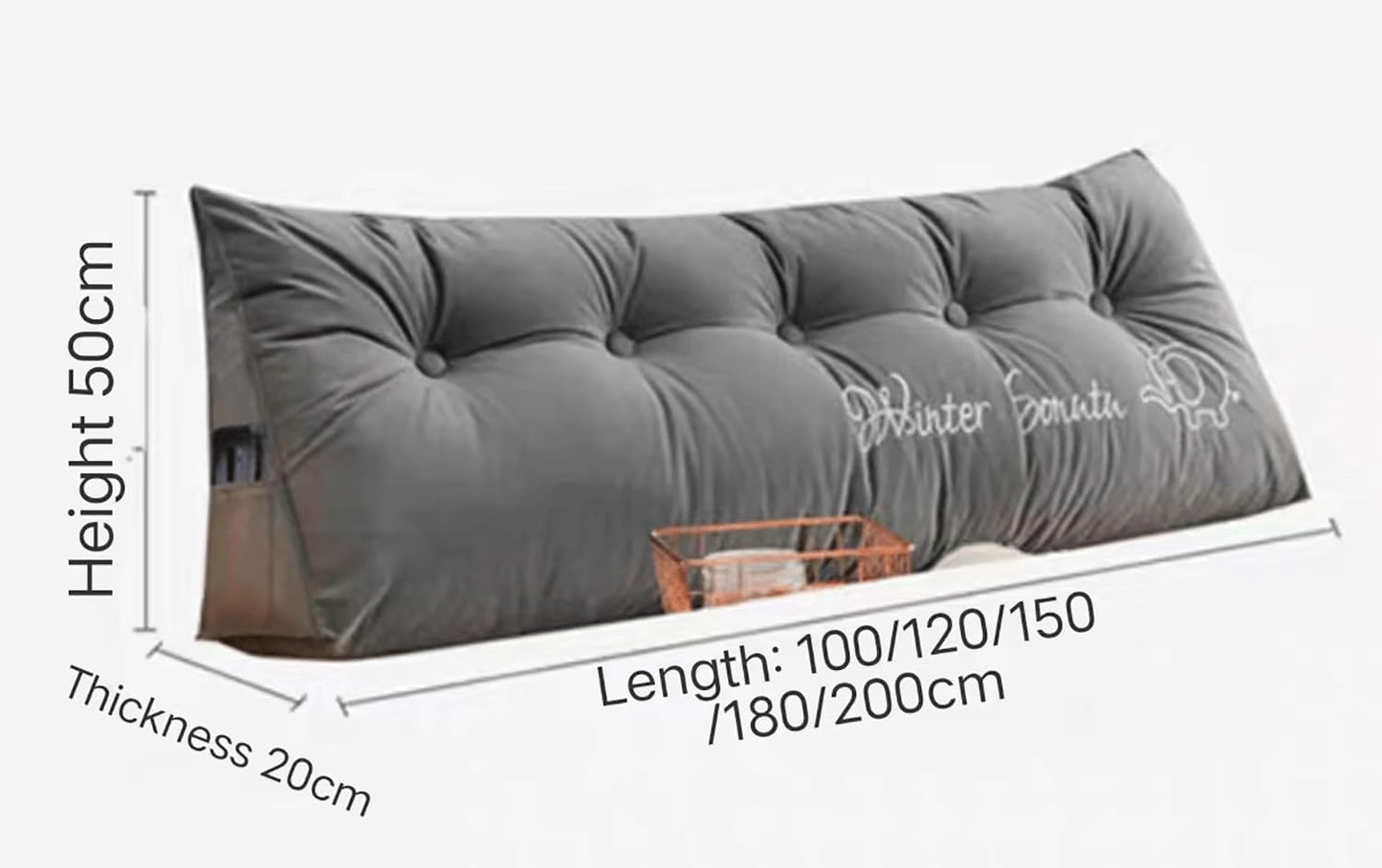 Large Headboard Pillow Wedge Reading Pillow Fleece Backrest Reading Rest Pillow,Triangle Back Cushion Day Bed Bench Rest Pillow with Washable Cover(Size:120x20x50cm(47x7.8x20),Color:G)
