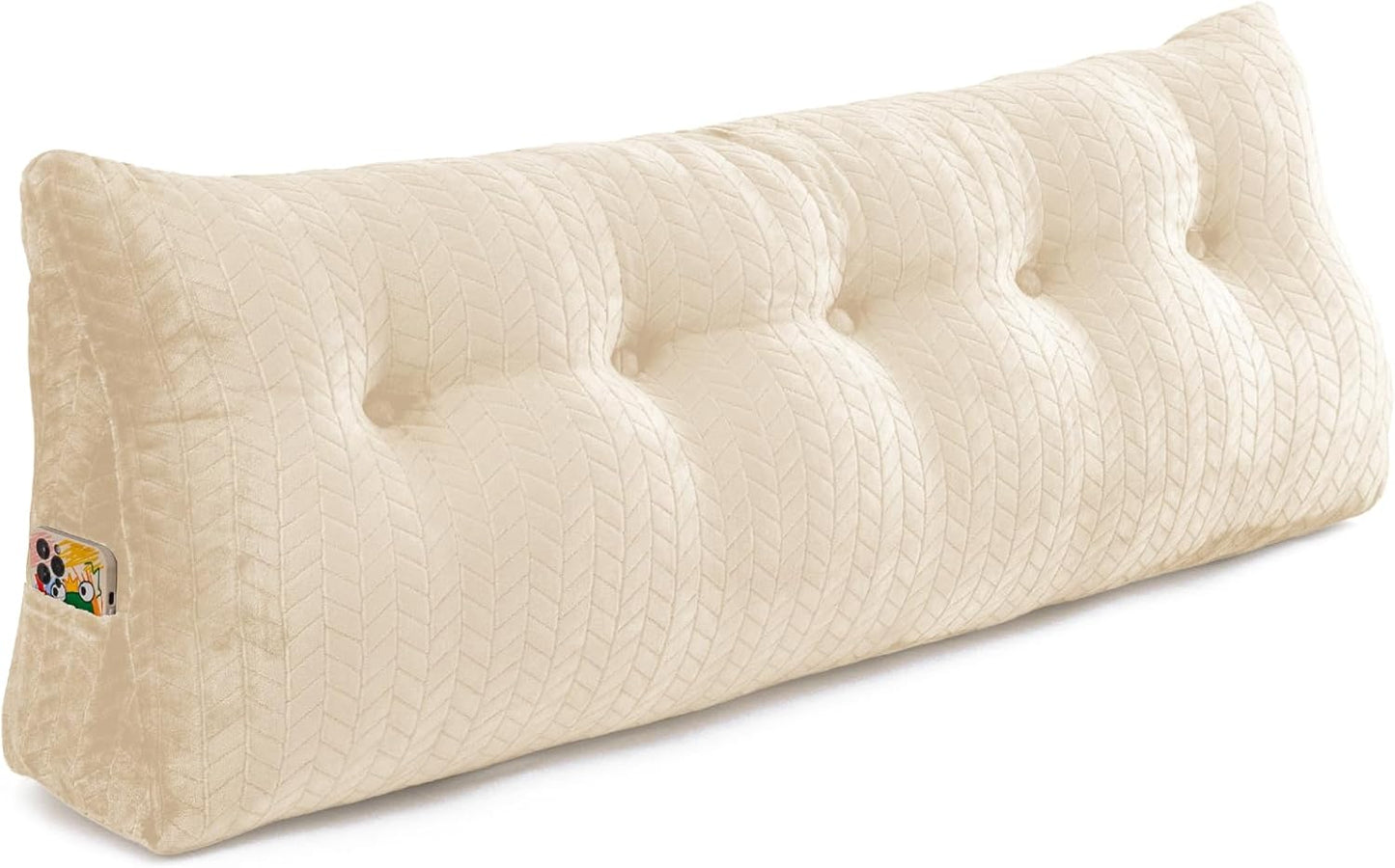 Large Triangular Wedge Headboard Pillow Large Bolster Headboard Back Support Backrest Positioning Reading Pillow for Sitting with Removable Cover