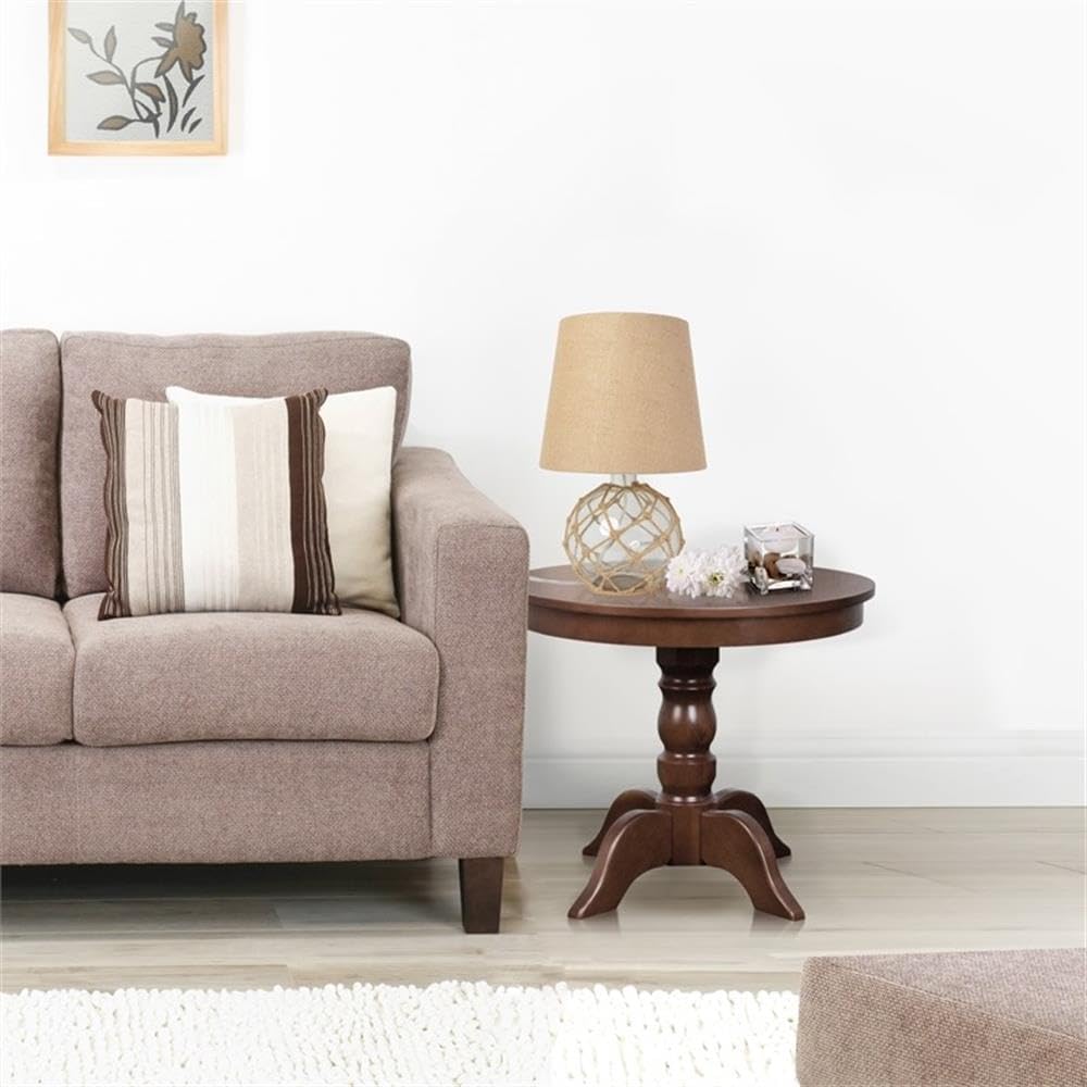 Elegant Designs LT1050-CLR Buoy Rope Nautical Netted Coastal Ocean Sea Glass Table Lamp with Burlap Fabric Shade, Clear
