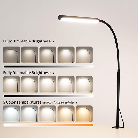 LED Desk Lamp for Office Home, Adjustable Flexible Eye-Caring Desk Light with,5 Modes 10 Brightness Adjustment, USB Adapter Desk Lamp with Clamp-MINI-B