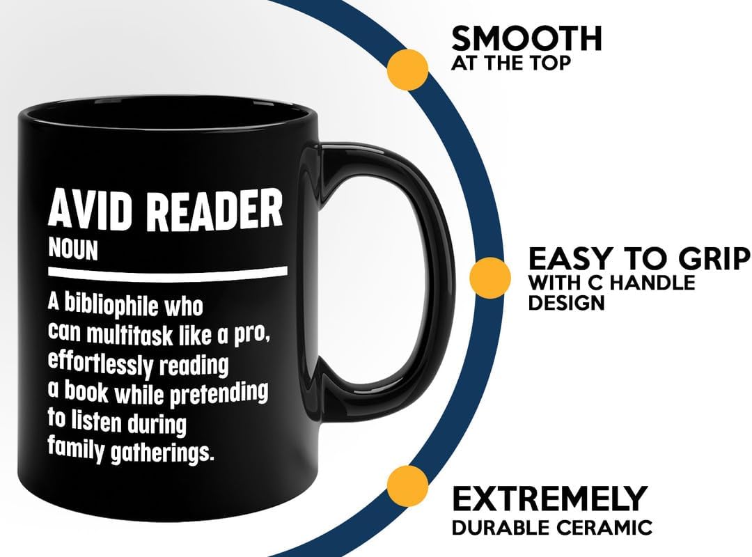 Book Lover Coffee Mug 11oz Black - Effortlessly Reading - Book Lover Gifts For Women Book Club Book Lovers Gifts Bookworm Book Reader Gifts