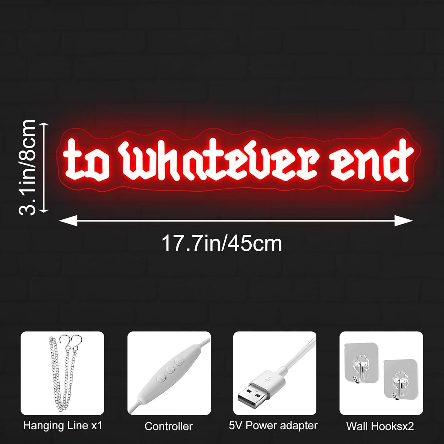 To Whatever End Neon Sign, Reading Room Sign, Old English Font, Bookish Gift, Throne Of Glass Inspired, Gift for Book Lovers, Bookshelf Decoration, 17.7"x3.1"